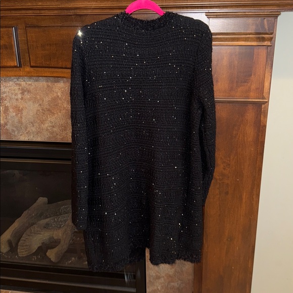 Lilly Pulitzer Amal Metallic Black Open Longer Cardigan rhinestone buttons XL - Picture 13 of 14